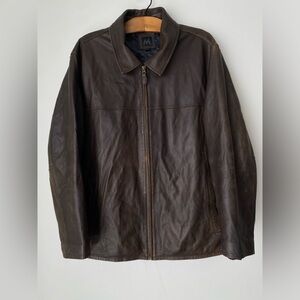 Vintage Leather Jacket Men’s XL Dark Brown Jacket Distressed